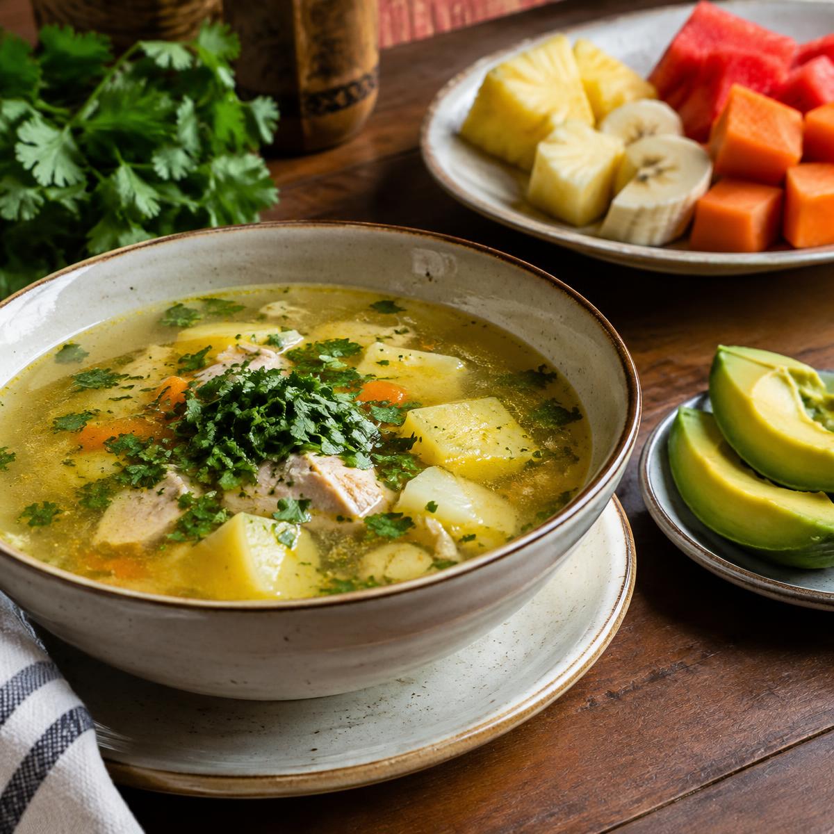 Sopa del día con fruta fresca